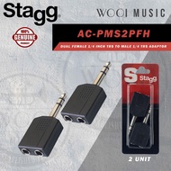 Stagg AC-PMS2PFH Dual Female 1/4 inch TRS to Male 1/4 inch TRS Adaptor - 2 Pieces
