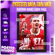 Darwin Núñez poster photo frame includes 2 sizes for A5 tabletop (18cm x 24cm), A4 wall hanging (24c