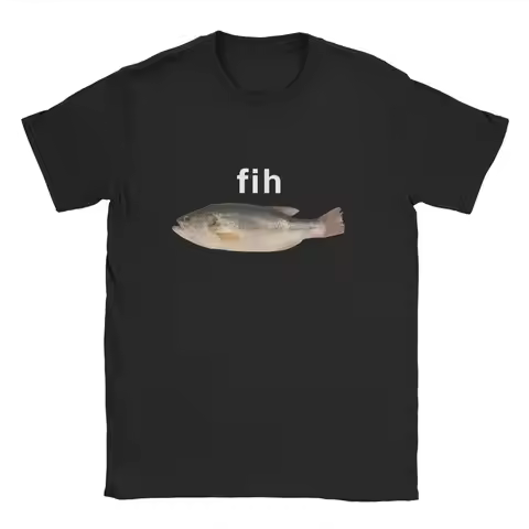 Asian Size Fashionable men's T-shirt Fih Fish Meme print 100% cotton Harajuku Casual Y2K short-sleev