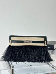 Hermès kelly elan black Feather chevre stamp：W