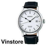 [Vinstore] Seiko SPB113J1 Presage Riki Watanabe Automatic Japan Made 100M White Enamel Dial Black Leather Strap Men's Watch SPB113 SPB113J