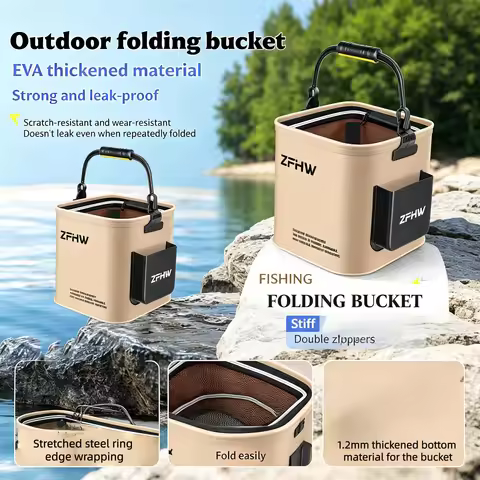 Portable Outdoor Watering Bucket, Foldable Fishing Bucket. Multi-Functional Water Storage Bucket, Ha