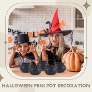 12Pcs Mini Black Cauldron with Handle Halloween Mini Witch Cauldron Halloween Pot Candy Holder for H