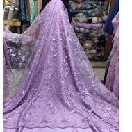 Kain bahan tile akar mutiara kusus lilac / bahan kebaya brokat tille.