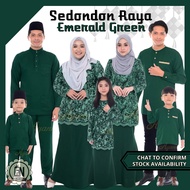 Baju Raya Sedondon Emerald Green 2023 Set Combo Family Ayanna Baju Kurung Jubah Melayu Kurta Dress Lace Printed Plussize