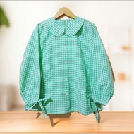 Trendy checkered tops, Korean style tops.