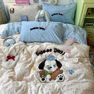 CUTE 3D EMBROIDERED CARTOON BEDDING SET – SUPER BEAUTIFUL PASTEL COLOR_MOONDECORCHANGAGOI Cadar Quee