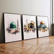 Islamic Wall Art Poster, Beautiful Posters of Masjid Al-Aqsa, Masjid Nabawi & Masjidil Haram_Poster 