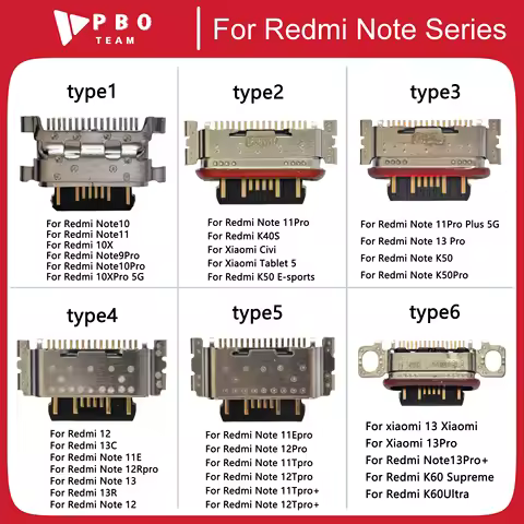 10pcs/lot USB Type-C Jack Charging Port Connector Plug Socket Dock For Xiaomi Redmi Note 13 12 11 11