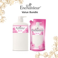 ENCHANTEUR Romantic Perfumed Shower Creme 600g + Refill Pouch 600g | Perfume-infused | Creme-based | Rose &amp; Jasmine Scent