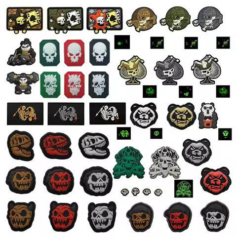 Outdoor Bag Accessories 3D PVC Rubber Poker A Spades Skull Patch Fitness Bear Tactical Morale Armban