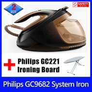 Philips GC9682 Steam Generator Iron. Bundled With Philips Ironing Board GC221. Ultra Light Weight. One setting for all garment type. Guaranteed no burning. Local SG Stock. Safety Mark Approved. 2 Years Warranty.