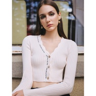 MAVEN - Ariana Beige Top long-sleeved beige crop Top knitted sweater
