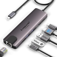 2024 Upgrade Aluminium USB C Hub, 4K 60Hz HDMI Display, Gigabit Ethernet, 2 USB A, USB C 3.0, PD100W