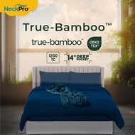NeckPro True Bamboo Fitted Bedsheet Set | 1200 TC Ultra-Cool OEKO-TEX| Fits Up To 14 Inches (35cm) M