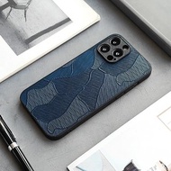 稻田 |藍色phone15pro手機殼真皮14max保護套13後蓋12mini防摔11