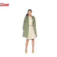 [FREESHIP 0Đ] Áo dạ lông cừu xanh rêu dáng dài cổ K vai can tà bong Limitted Toson 99959R82