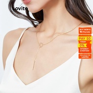 Lovito Basic Clavicle Chain Simple Geometric Hollow Circle Y Necklace for Women Pendant Lady Gifts A07003 (Gold/Silver)