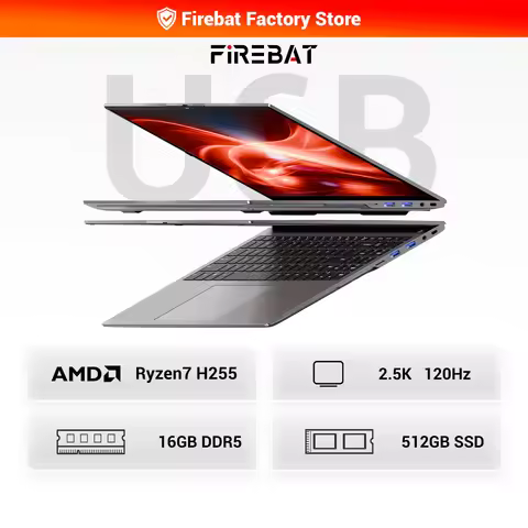 FIREBAT U6B 16 Inch Laptop Ryzen7 8745HS/ H255/R5 6600H CPU DDR5 16GB RAM 512GB ROM 2.5K Wifi6 BT5.2