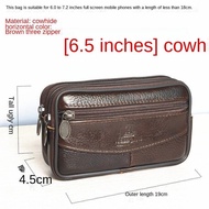 FANTTIK New Phone Bag Men's Genuine Cowhide Waist Hanging Phone Case Elderly Wallet Horizontal And Vertical Single Double Layer Belt Running Bag
