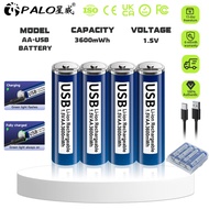 PALO 1.5V AA Li-Ion Type-C rechargeable battery  3600mwh Self-discharge battery