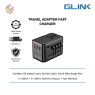 GLINK (PD100 W)--TRAVEL ADAPTER FAST CHARGER(100W) WITH 1*USB+3 TYPE-C SUPPORT TYPE-D CC287-BK