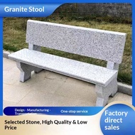 Natural Marble Stone Table & Stool Set, Carved Long Bench with Backrest for Garden Patio, Durable We