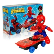Marvel Spider-man Electric Music Toy Stunt Scooters Automatic Flip Rotation Skateboard Acousto-optic
