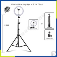 26cm LED Ring Light with 2.1M Tripod Stand Youtuber FB Live Mobile Phone Shooting Lightning Tiktok L