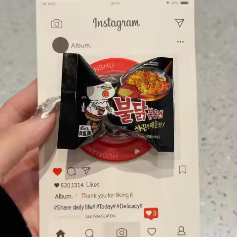 3D Snack Bag Turkey Noodles for Magsafe Magnetic Phone Grip Cute Stand for IPhone Wireless Charging 