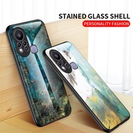 Hard Case Tempered Glass Motif Marmer Untuk Infinix Hot 11S 11 Note 10