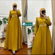 Gamis Terbaru Lebaran 2023 Bahan Crinkle Airflow Premium / Gamis Polos  Crinkle Bordir Bunga Cantik