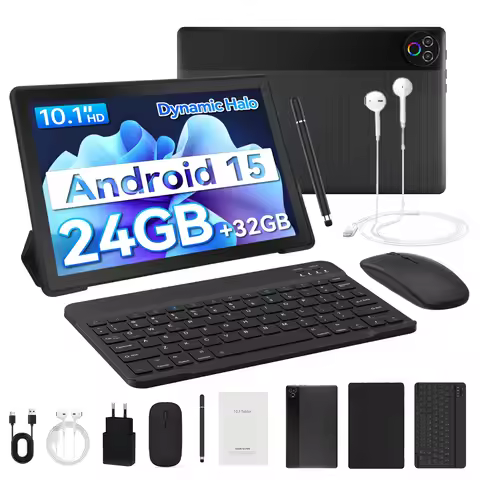 New KB1004L 10.1" IPS Tablet Bundle Android 15 Five‑Core Processor 24(3+21)GB Expanded RAM 32GB Stor