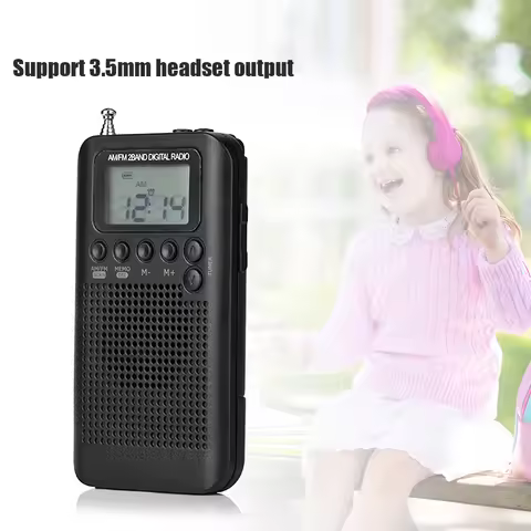 Digital Display Pocket Radio AM FM Radio HRD-104 Portable w/ 40mm Driver Speaker Lightweight Portabl