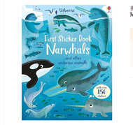 Usborne Original Popular Booksหนังสือสติกเกอร์เล่มแรกNarwhals Colouring English Activity Story Picture Book For Kids