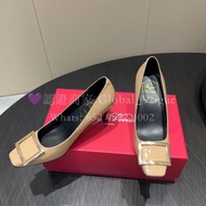 紫鑽🌟誠信商家🌟💜全新Roger Vivier Belle Vivier 方扣高跟鞋 裸色 漆皮