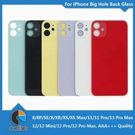 1Pcs For Phone 13 14 15 Plus Pro Max XS XR SE Mini Back Glass Panel Battery Cover OEM With Logo Big 