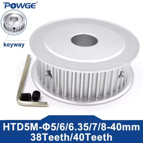 POWGE 38 40 teeth HTD 5M Timing Pulley AF Bore 6.35/8/10/12/14/15/16/17/18/19/20/30/40 for HTD5M bel