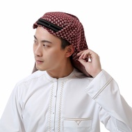 Arab Lelaki Kepala Scarf Bernafas Leher Balut dengan Aqel Tali Plaid Cetak Kepala Turban Timur Tengah Headcover Arab Kostum M26 22