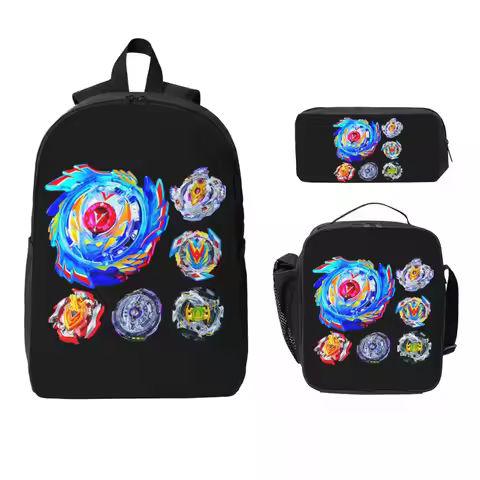 Beyblade Backpack Boys Girls BookBag School Bag Laptop Shoulder Bags 3ps Insulated Lunch Bag Pencil 