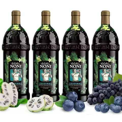 Morinda Noni Juice Original Tahitian Puree, Natural Blueberry & Grape with Resveratrol, All-Natural 