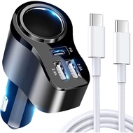 4 in 1 USB C Car Charger, 168W Multi USB Cigarette Lighter Adapter, Socket Splitter with 3 USB Ports