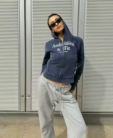 Jennie's Urban Blue Distressed Washed Water Zipper Sweatshirt Hoodie Slim Fit Short Top Jacket
