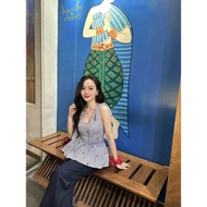 Babydoll Floral Shirt Shoulder Tie Youthful Women's Streetwear Outfit