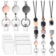 Retractable Lanyard for ID Badges Teacher Lanyard with ID Holder Beaded Lanyards for Women