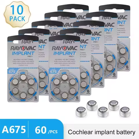 60Pcs Implant Cochlear Hearing Aid Batteries 675 A675 675a PR44 High Power Zinc Air Hearing Aid Batt