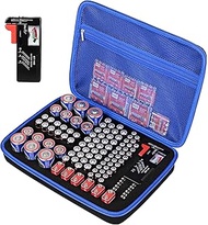 Battery Organizer Storage Case with Tester for AA AAA C D 9V Battery Holder 7 Batteries Variety Pack