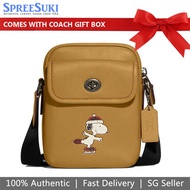 Coach Handbag In Gift Box Crossbody Coach X Peanuts Heritage Snoopy Motif Flax Light Brown # CE613