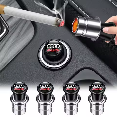 Car Logo Cigarette Lighter 12V ABS Stainless Material for Audi A3 A4 B8 8P B9 8V B6 A5 B7 A1 A6 C6 Q