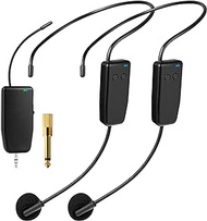 oxxyeeKS Wireless Microphone System for 2 People,160ft Range, 2.4G Dual Wireless Headset Mics for Karaoke Speaker, Amplifier, Mic Speakers, PA System, Yoga,Teaching, Fitness